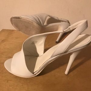 White sling back pumps